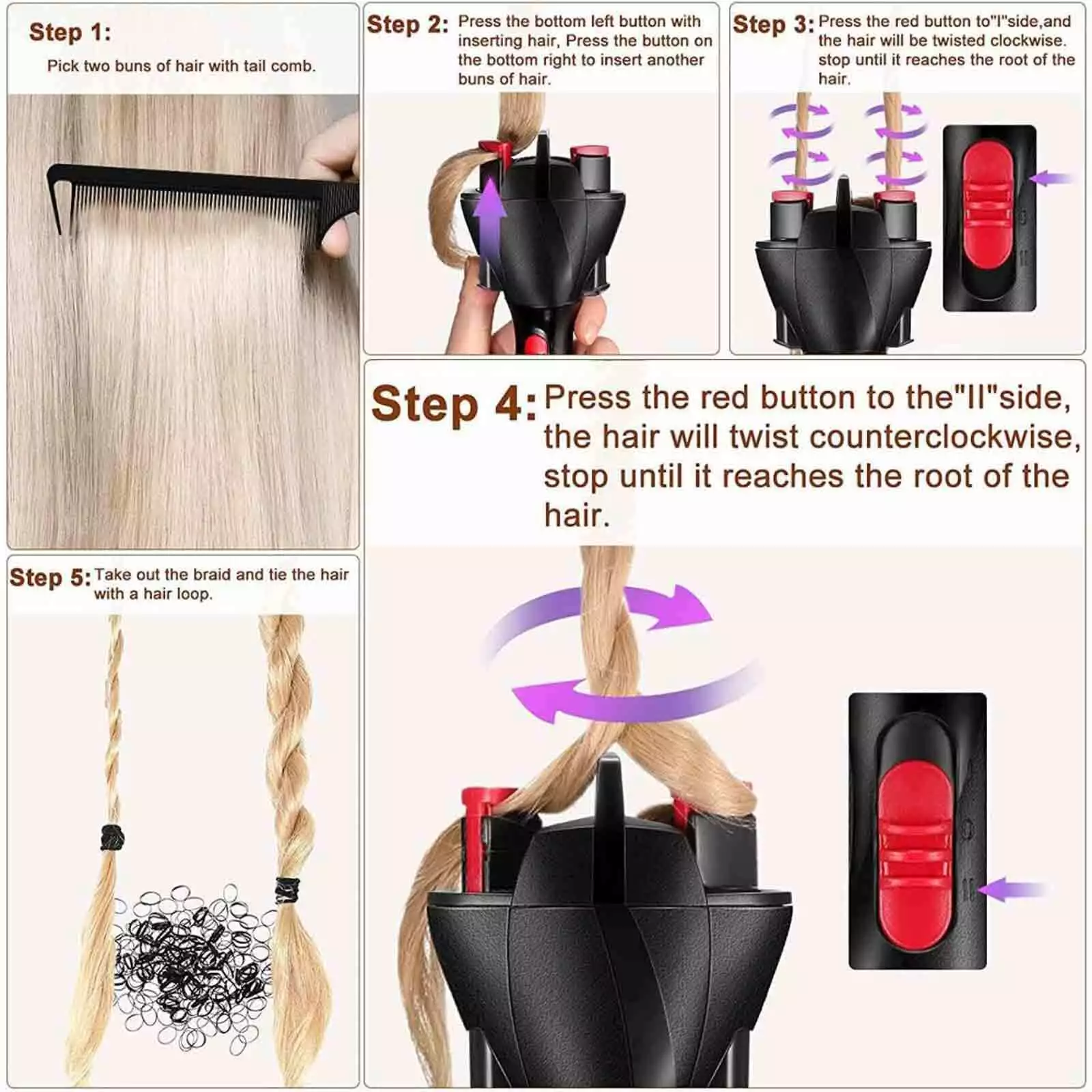 Automatic Hair Braider Twister Usb Braiding Machine 