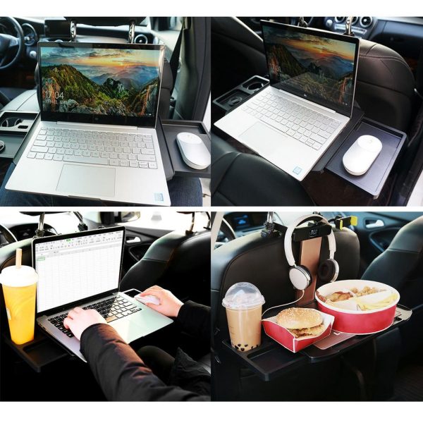 Car Foldable Laptop Desk Aluminum Abs Board Drawer Organizer