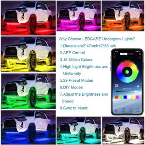 Car Underglow Flexible Strip Led Remote App Control Light