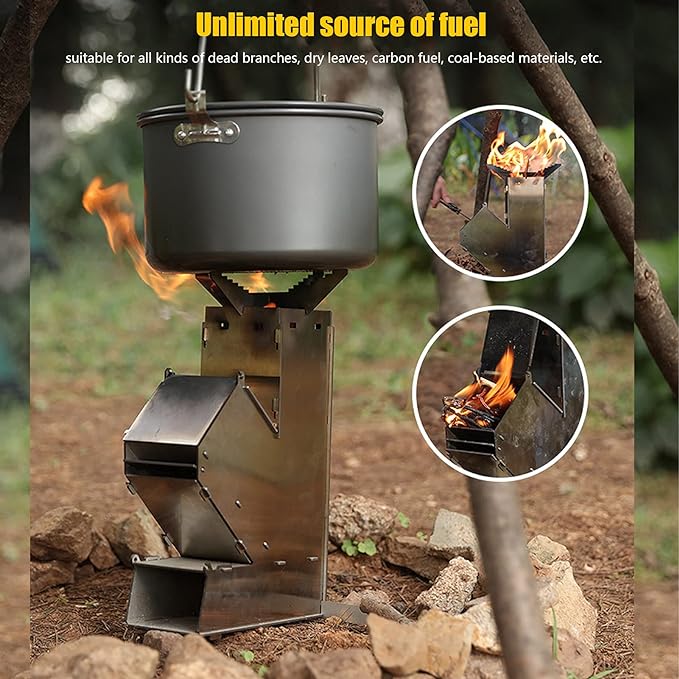 Portable Outdoor Rocket Wood Burning Stove Heater