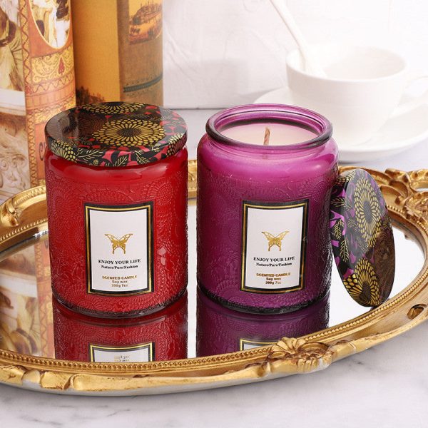 Embossed Glass Fragrance Gift Aromatherapy Soy Candles