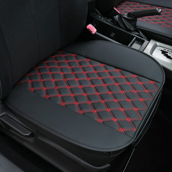 Black/Red Leather Car Seat Front Cushion Waterproof Universal Protector