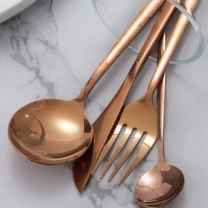 24Pcs Stainless Steel Cutlery Set - Rose Gold