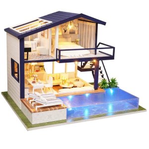 Modern Miniature Lighted Diy Dollhouse Kit