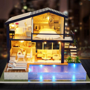 Modern Miniature Lighted Diy Dollhouse Kit