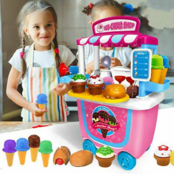 Kids Play Food And Ice Cream Truck Toy Cart