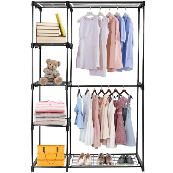 Large Freestanding Metal Clothing Closet Organizer Shelf 68In