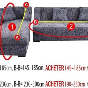 L-Shaped Stretch Sofa Covers, Chaise Lounge, Pet Protection, 145-185Cm.