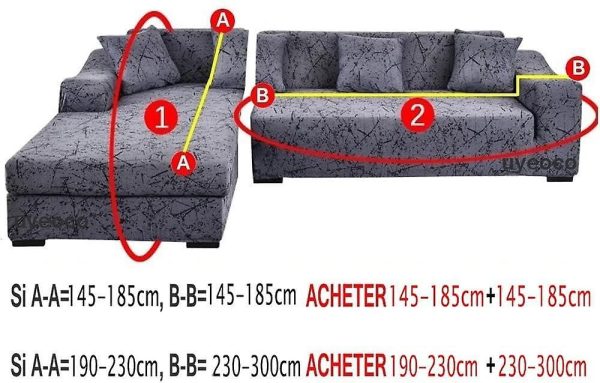 L-Shaped Stretch Sofa Covers, Chaise Lounge, Pet Protection, 145-185Cm.