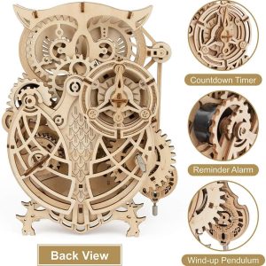 3D Wooden Puzzles Mechanical Clock Kits, Owl Clocks, DIY Clock Model Building Kits Educational Brain Teaser Puzzles