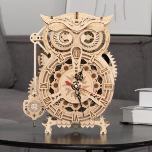 3D Wooden Puzzles Mechanical Clock Kits, Owl Clocks, DIY Clock Model Building Kits Educational Brain Teaser Puzzles