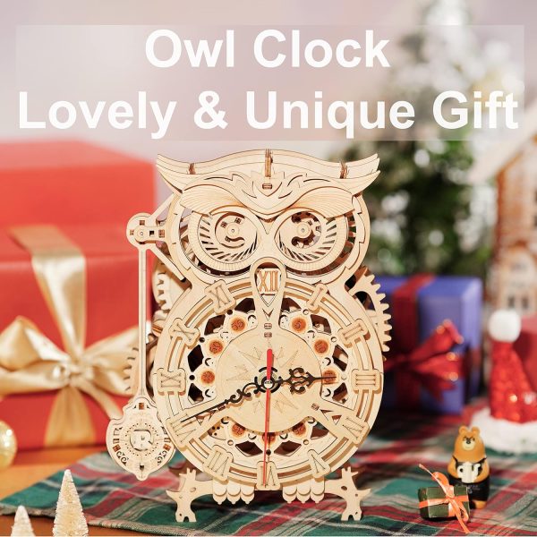 3D Wooden Puzzles Mechanical Clock Kits, Owl Clocks, DIY Clock Model Building Kits Educational Brain Teaser Puzzles