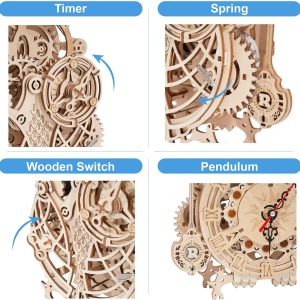 3D Wooden Puzzles Mechanical Clock Kits, Owl Clocks, DIY Clock Model Building Kits Educational Brain Teaser Puzzles