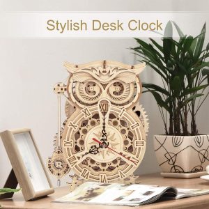 3D Wooden Puzzles Mechanical Clock Kits, Owl Clocks, DIY Clock Model Building Kits Educational Brain Teaser Puzzles