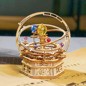 3D Wooden Puzzles for Adults Mechanical Music Box-Starry Night, DIY Rotating Music Box Model Building Kits