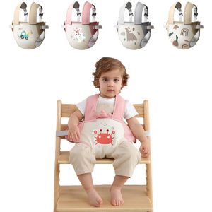 Portable High Chair, Horizontal Fixing Booster Seat Harness, Baby Travel Essential For Babies & Toddlers, Foldable Packable Adjustable Straps Shoulder Belt, Fit Any Chair Machine Wash(Beige_Car)