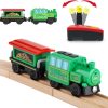 Battery Operated Locomotive Train Set For Wooden Train Tracks,Powerful Engine Train Vehicles Train Electric Remote Control Cars With Light&Sound Train Toy Gift For Kids Toddler