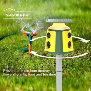 Animal Repellent Outdoor, Multi-Frequency Automatic Operation, 360-Degree No Dead Angle Driving, Detection Area Size Adjustment, Ultrasonic Alarm Sound. For Cat/Birds/Deer/Skunk/Rat/Squirrel.
