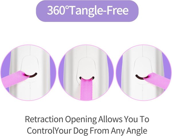 Trungeton Anti-Chewing Retractable Dog Leash With Led Flashlight &Side Lights, 16Ft 360° Tangle- Heavy- Leash For Night Walk&Training- One-Hand Operation, Perfect For Medium&Small Dog (Purple)