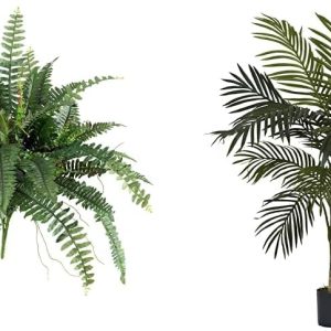 Nearly Natural 40In Artificial Boston Fern Large Hanging Plant, Set Of 2 Artificial Ferns That Look Real For Home Décor