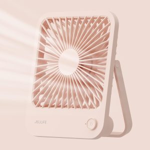 Jisulife Desk Fan Battery Rechargable Fan,4500Mah 180°Foldable Portable Personal Fan, 4 Speeds Adjustable Long Battery-Life For Home Office Travel Outdoor Gifts For Women Men-White