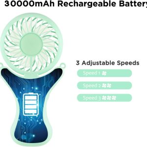 Outxe Personal Necklace Mini Fan 3000Mah Hands- Portable Fan Usb 3 Settings, Folding Electric Cooling Fan Handheld Fan