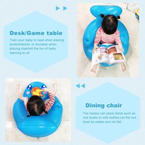 Baby Inflatable Seat, Pvc Folding Baby Chair For Sitting Up 3-12 Months,Portable Baby Floor Seats For Sitting Up, Baby Seats For Infants,Home And Travel (Light Blue)