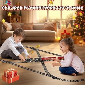 Bee Train Set, Train Toys W/Luxury Tracks, Metal Toy Train - Glowing Passenger Cars, Electric Trains W/Smoke, Sound & Light, Toddler Model Train Set For 3 4 5 6 7+ Years Old Boys Birthday Gifts