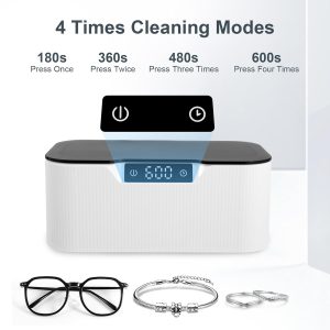 Ultrasonic Jewelry Cleaner, 500Mlprofessional Ultrasonic Cleaner, 4 Modes Digital Timer For Eye Glasses, Ring, Earring, Necklaces, Watch Strap, Makeup Brush, Watch Strap, Dentures, Diamonds