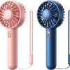 Warmco 2-Pack Handheld Mini Fan Portable Usb Rechargeable Small Hand Held Fan With Base Personal Desk Fan Super Compact Cooling Fan For Makeup, Home, Office, Travel, And Outdoor Activities