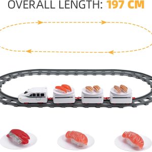 Sushi Train Rotating Table Food Train Battery Powered Electric Train Toy Japanese Sashimi Plates Sushi Serving Tray Under Christmas Tree Train Track For Kids Boys