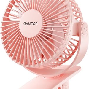 Gaiatop Portable Clip On Fan Battery Operated, Small Powerful Usb Desk Fan, 3 Speed Quiet Rechargeable Mini Table Fan, 360° Rotate Personal Cooling Fan For Home Office Stroller Camping Black Blue