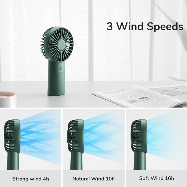 Jisulife Handheld Fan, 4000Mah Small Portable Fan, Personal Usb Rechargeable Pocket Fan [4-16H Working Time] Battery Operated Hand Fan With 3 Speeds For Outdoor/Travel, Summer Gift For Women Men-Green