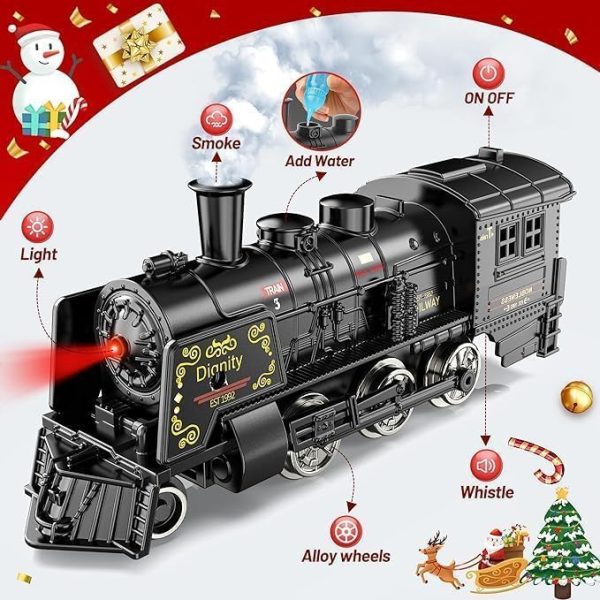 Bee Train Set, Train Toys W/Luxury Tracks, Metal Toy Train - Glowing Passenger Cars, Electric Trains W/Smoke, Sound & Light, Toddler Model Train Set For 3 4 5 6 7+ Years Old Boys Birthday Gifts