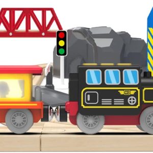 Battery Operated Locomotive Train, Magnetic Train Toy For Wooden Tracks, Motorized Train Compatible With Thomas, Brio, Chuggington, Melissa And Doug (Battery Not Included)