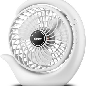 Viniper Portable Rechargeable Fan, Small Desk Fan : 3 Speeds & About 8-24 Hours Longer Working, 180 Rotation, Portable Battery Desktop Fan For Home/Office (Black, Light Black Blade)6.2 Inch