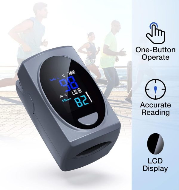 Pulse Oximeter Fingertip, Digital Blood Oxygen Saturation Monitor For Heart Rate Monitor And Spo2 Levels, Portable Lcd Pulse Oximeter (Batteries Included)