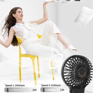 Easyacc Handheld Fan, 5000 Battery Portable Fan [7-35H Working Time] Usb Rechargeable, 4 Speed Cooling Personal Fan, Mini Hand Held Fan For Office Makeup Men Women Summer Outdoor Travel -Black