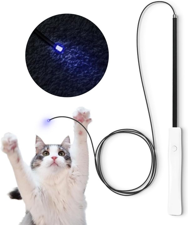 Fluffies Cat Led Toy Blue Dot Led Light Pointer Interactive Toys Indoor Cats Traning Chaser Interactive Toys For Bored Adult Cats/Kittens/Dogs Led Fishing Pole Toy