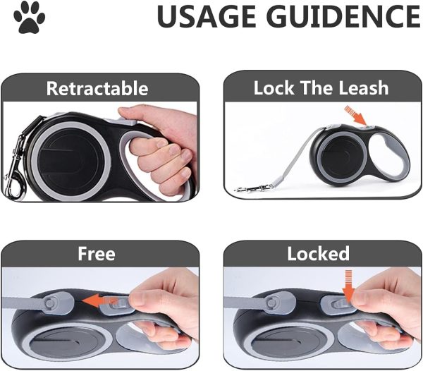 Dual Retractable Dog Leash For Small To Medium Dogs Up To 44Lbs/20Kg U2013 16Ft Extendable With Poop Bags, Non-Slip Grip, 360° Tangle-, One-Button Break & Lock U2013 Ideal For Walking Two Dogs