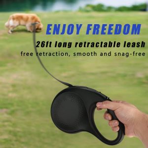 Retractable Dog Leash, 26 Feet Dog Leash For Small To Large Dogs Up To 110Lbs, Anti-Slip Handle One Button Lock And Release, 360° Tangle-