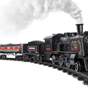Bee Train Set For Boys, Metal Alloy Electric Trains W/Steam Locomotive, Cargo Cars & Tracks, Train Toys W/Smoke, Sounds & Lights, Christmas Toys Gifts For 3 4 5 6 7 8+ Years Old Kids