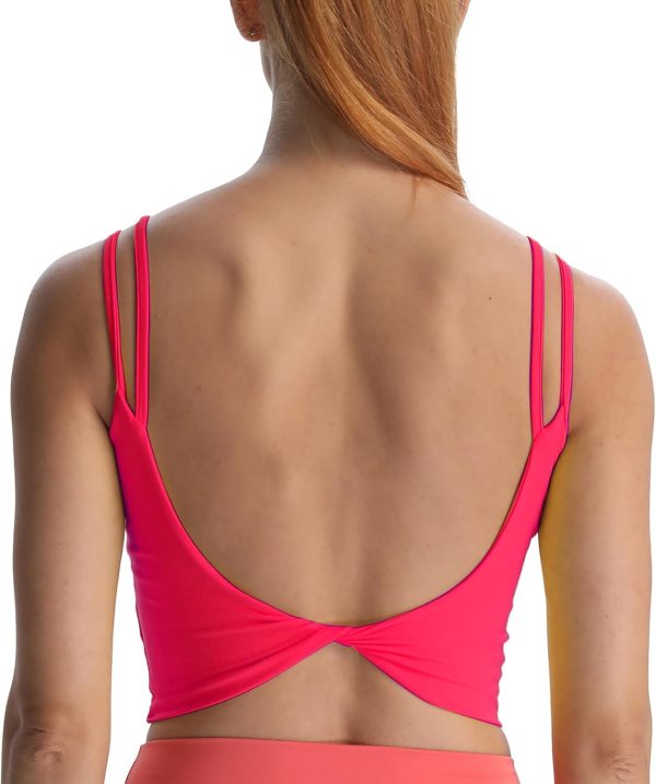 Aoxjox Women'S Workout Sports Bras Fitness Padded Backless Yoga Crop Tank Top Twist Back Cami