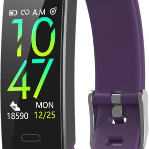 Zururu Fitness Tracker With Blood Pressure Heart Rate Sleep Health Monitor For Men And Women, Waterproof Activity Tracker Watch, Step Calorie Counter Pedometer Purple