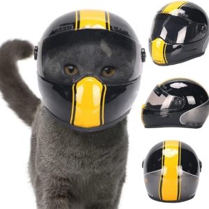 Cat Full Face Motorcycle Helmet Outdoor Riding Helmet Hat For Small Dog Doggie Puppy Kitten Helmet Pet Supplies Racing Small Gift (White)