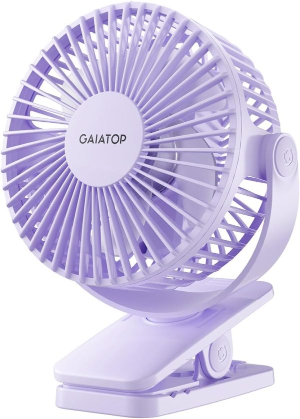 Gaiatop Portable Clip On Fan Battery Operated, Small Powerful Usb Desk Fan, 3 Speed Quiet Rechargeable Mini Table Fan, 360° Rotate Personal Cooling Fan For Home Office Stroller Camping Black Blue