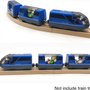 Battery Operated Train For Wooden Train Track Set Toys For Toddlers 3 4 5 Year Old Boys Kids Magnetic Couplings City Vehicle With Figures(Without Battery)