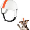Petleso Dog Helmet Pet Helmet For Small Dog Cat Hard Safety Cap With Adjustable Belt Head Protection For Puppy Outdoor Riding, White-Orange S