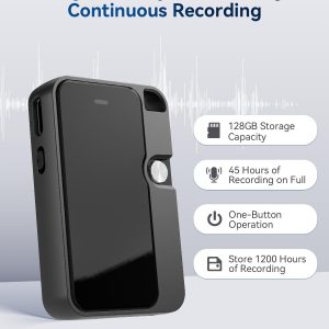 128Gb Digital Voice Recorder - Voice Activated Recorder With Dsp Noise Reduction For Lectures Meetings, Audio Recorder With Built-In Otg Data Cable, Compatible With Windows Ios Smart Phone