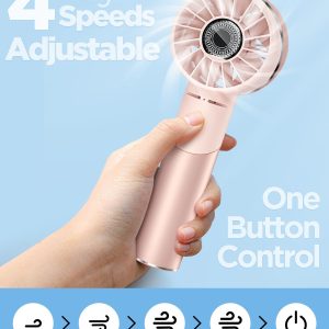 Handheld Fan, Mini Small Portable Turbo Fan, Usb Type-C Rechargeable With 4 High Speeds Personal Fans, Max 16 Hours Working Time, Small Hand Fan For Travel, Camping, Office, Home, Outdoor - Pink